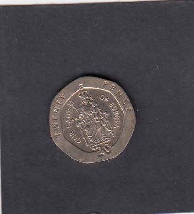 Beschrijving: 20 Pence LADY OF EUROPE